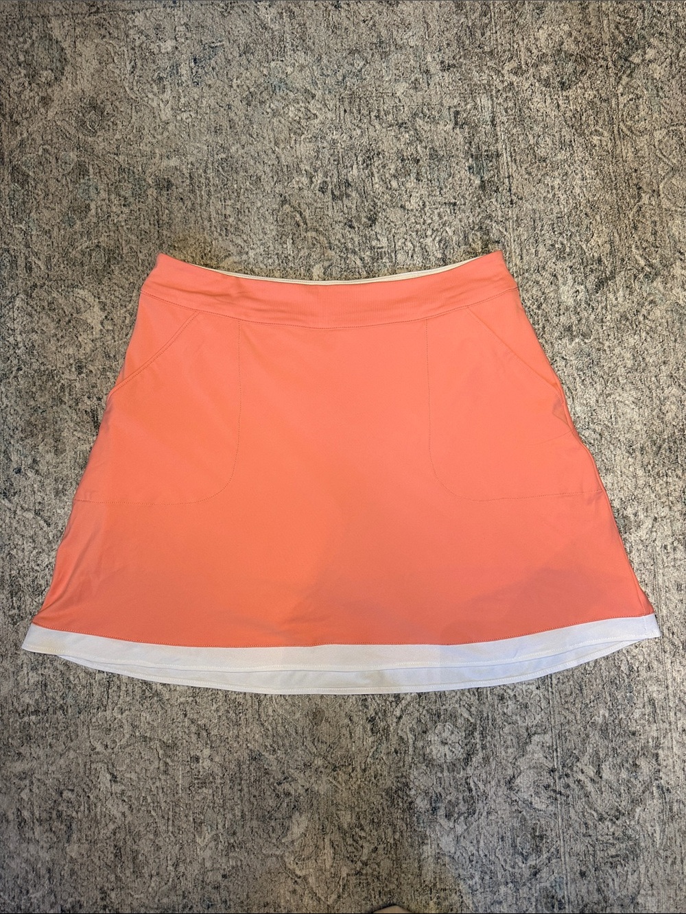 Peter Millar Coral Mini Skirt with White Hem